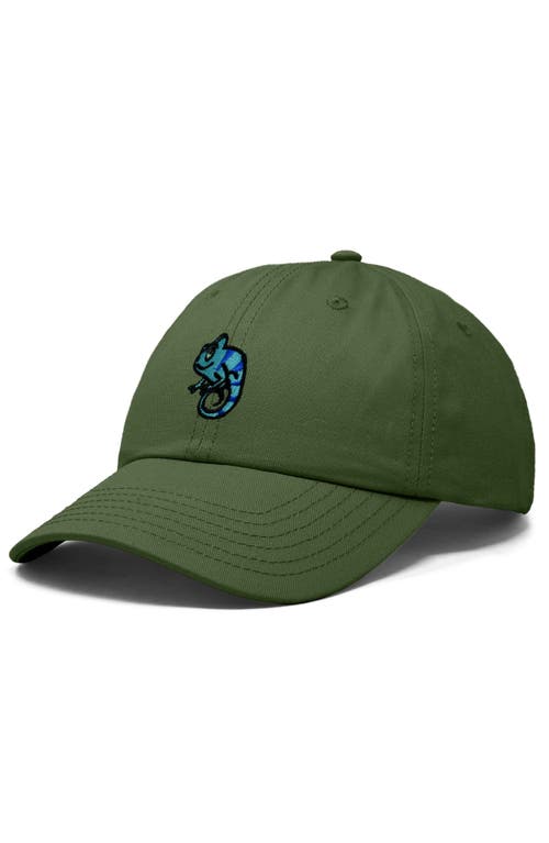 Dalix Chameleon Embroidered Dad Hat In Olive