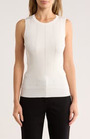ELIE ELIE TAHARI Crewneck Ribbed Tank