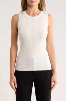 ELIE ELIE TAHARI Crewneck Ribbed Tank