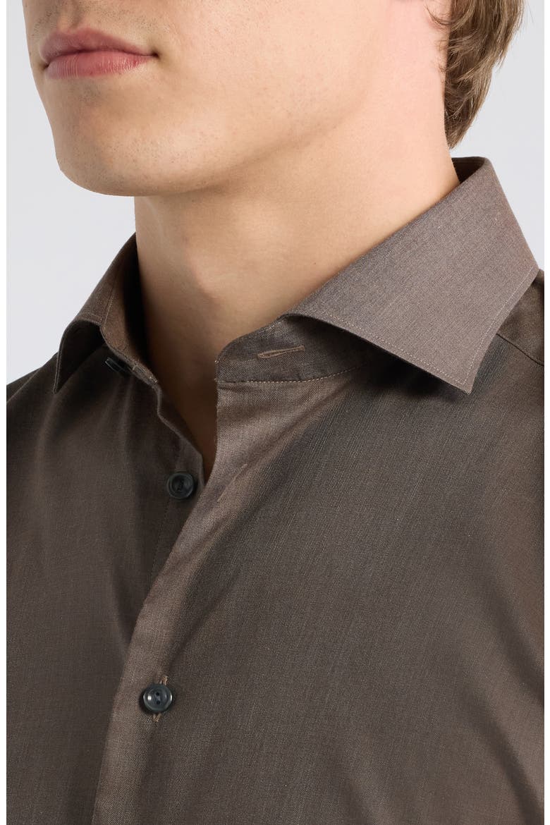 Slim Fit Cotton Dress Shirt, Alternate, color, MEDIUM BROWN
