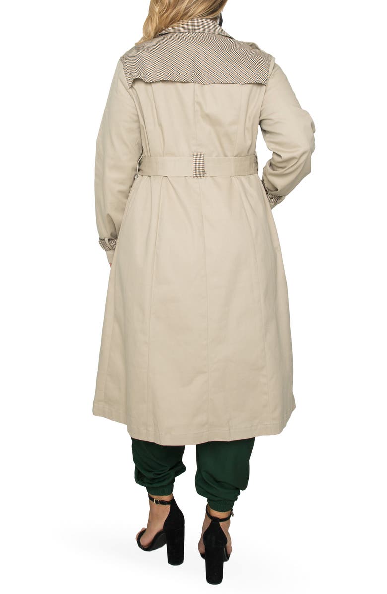 Standards & Practices Plaid Detail Stretch Cotton Trench Coat, Alternate, color, 