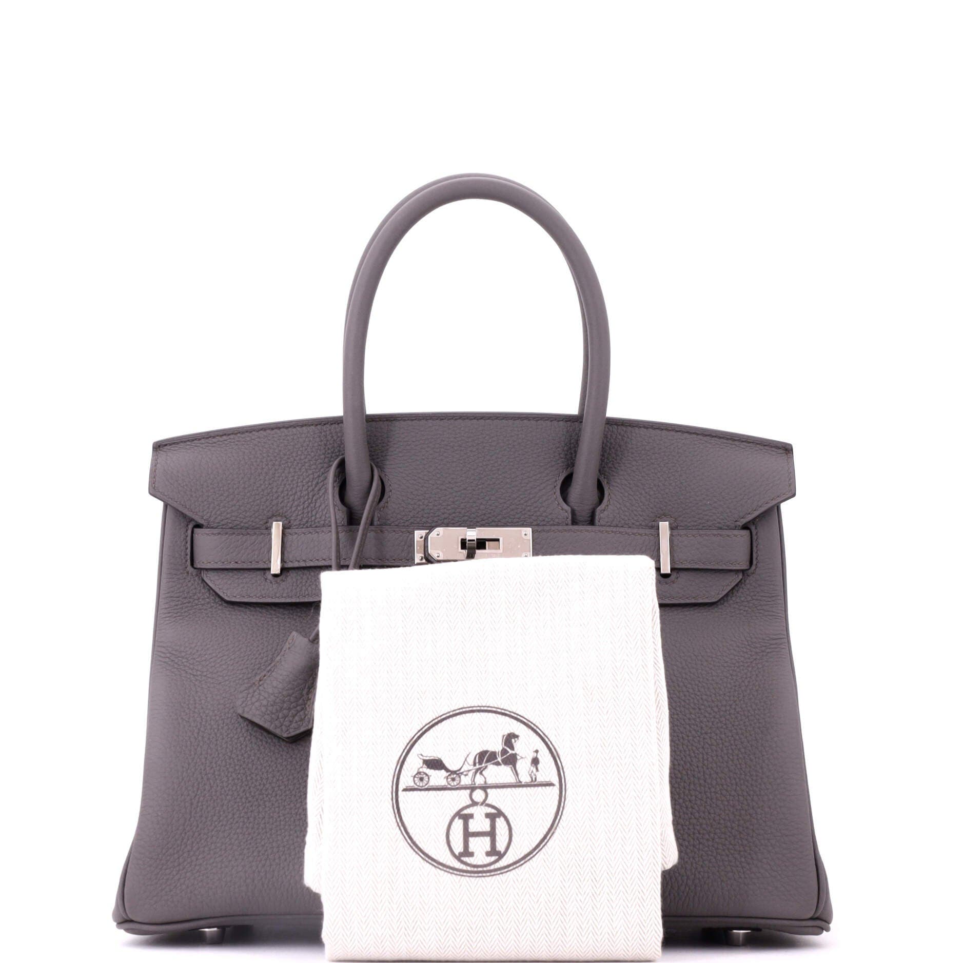 Pre-Owned Hermes Birkin Handbag Grey Togo with Palladium Hardware 30, Alternate, color, Etain