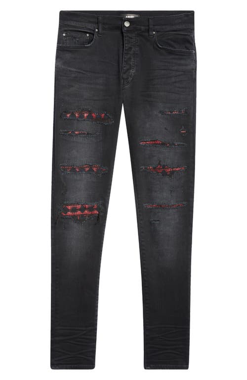 Shop Amiri Ma Quad Rip & Repair Skinny Jeans In Vintage Black