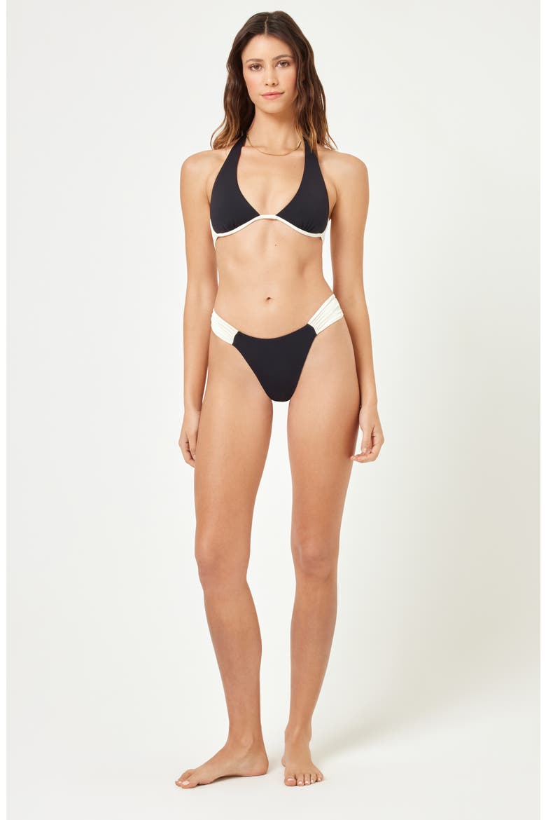 Isa Underwire Bikini Top, Alternate, color, BLACK/ CREAM
