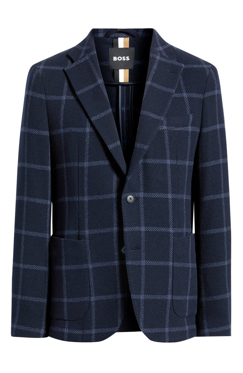 BOSS Hanry Plaid Wool Blend Sport Coat, Alternate, color, Dark Blue