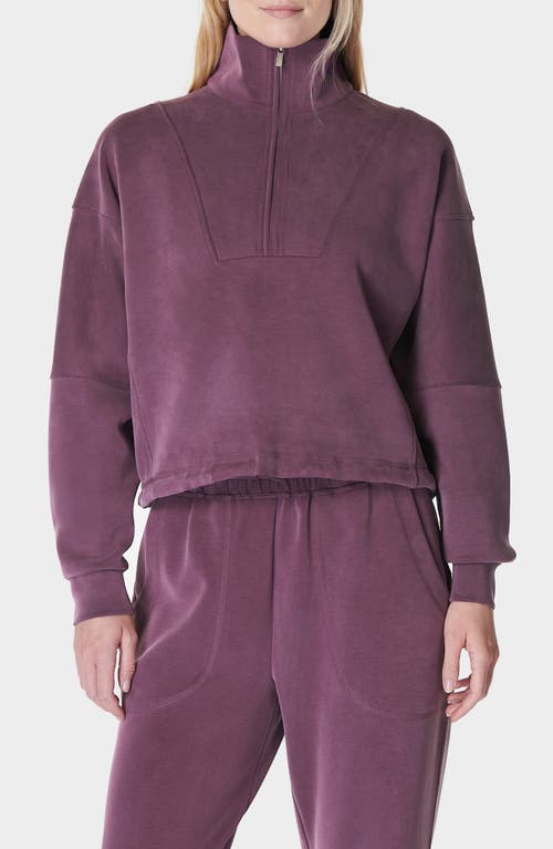 Sweaty Betty Half Zip Fleece Pullover in Midnight Cherry Purple 