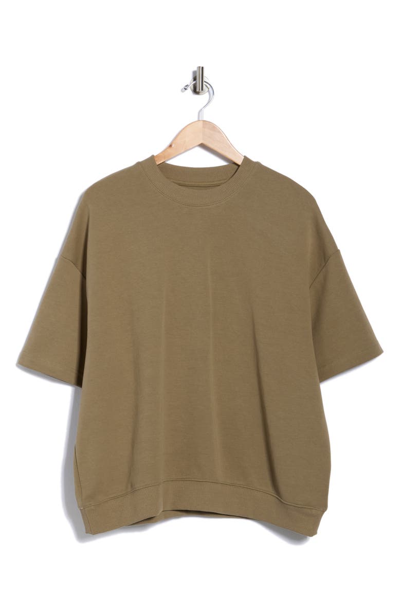 DENIM AND FLOWER Ribbed Hem Crewneck T-Shirt, Alternate, color, Mid Green