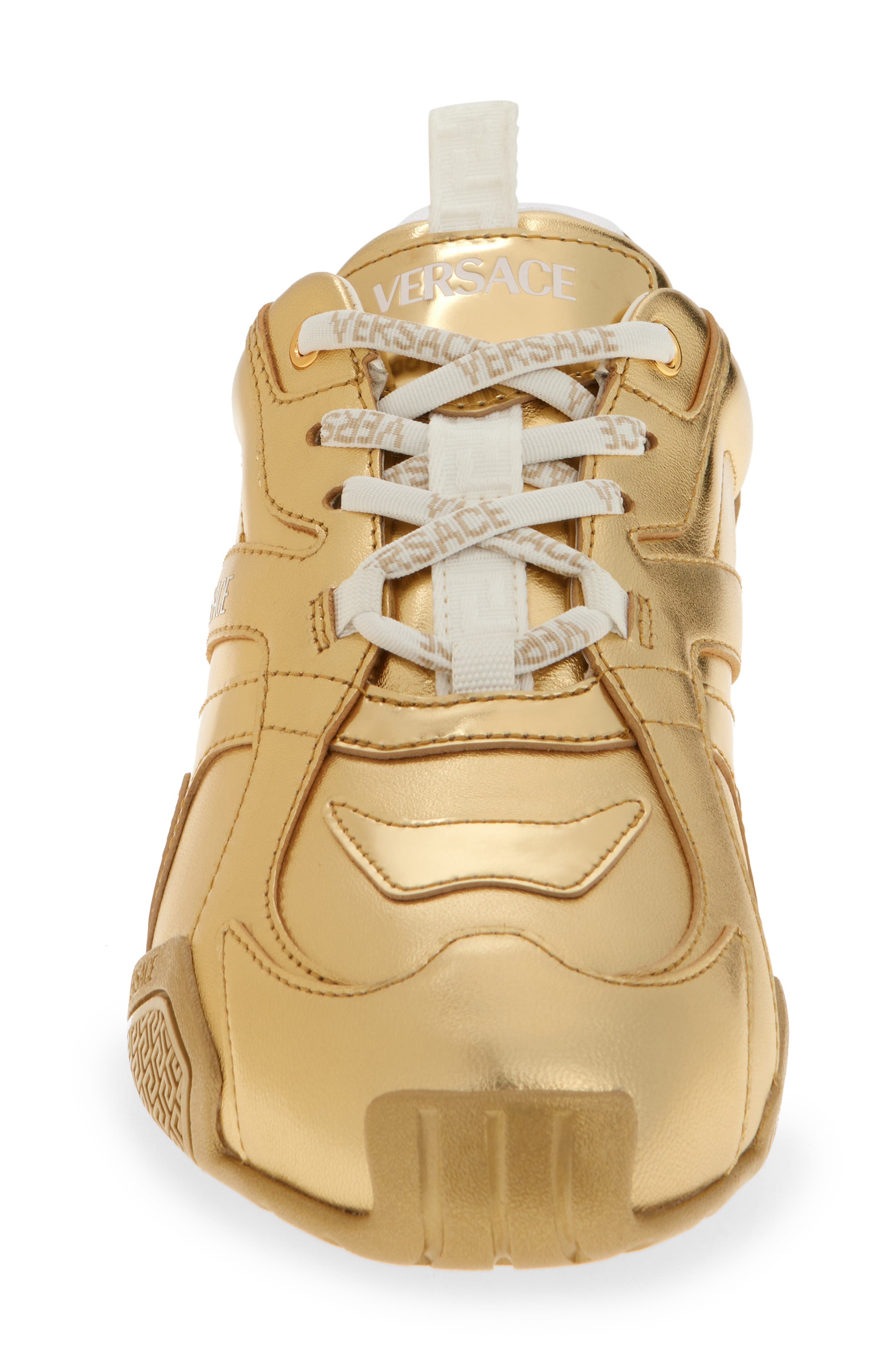 Versace Galaxia Metallic Leather Sneaker, Alternate, color, 