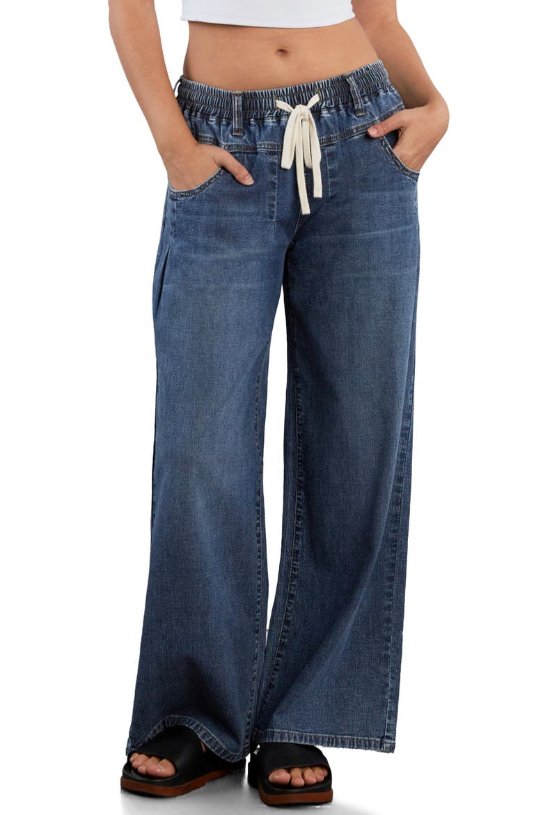 Elastic Waist Wide Leg Jeans, Main, color, SHINE BLUE