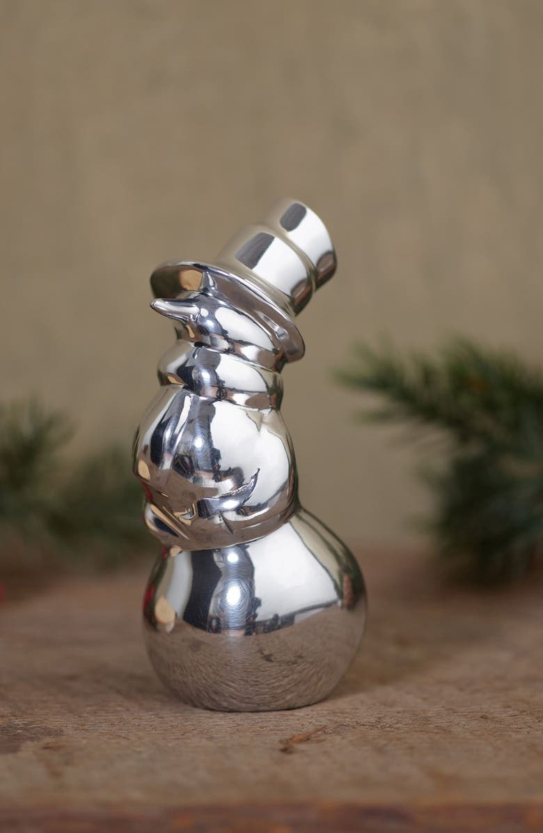 Nambé Mini Snowman Figurine, Alternate, color, White