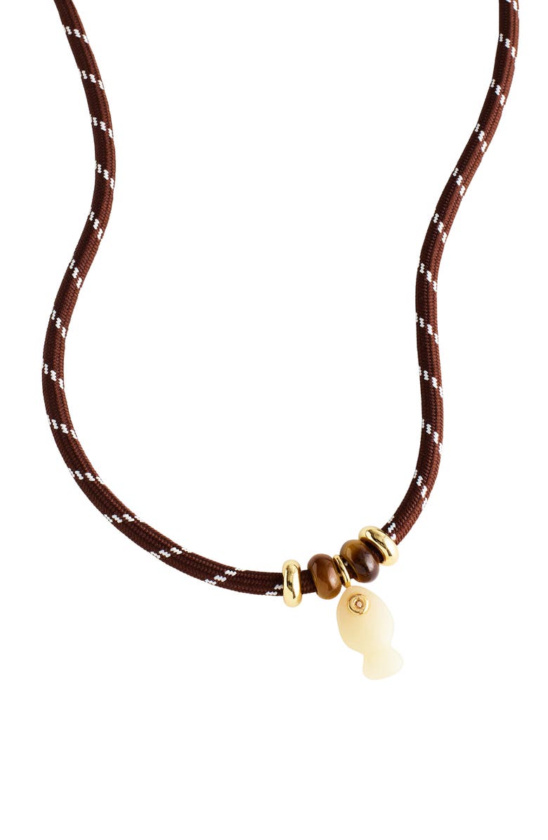 Madewell Semiprecious Paracord Charm Necklace, Alternate, color, Dark Brown