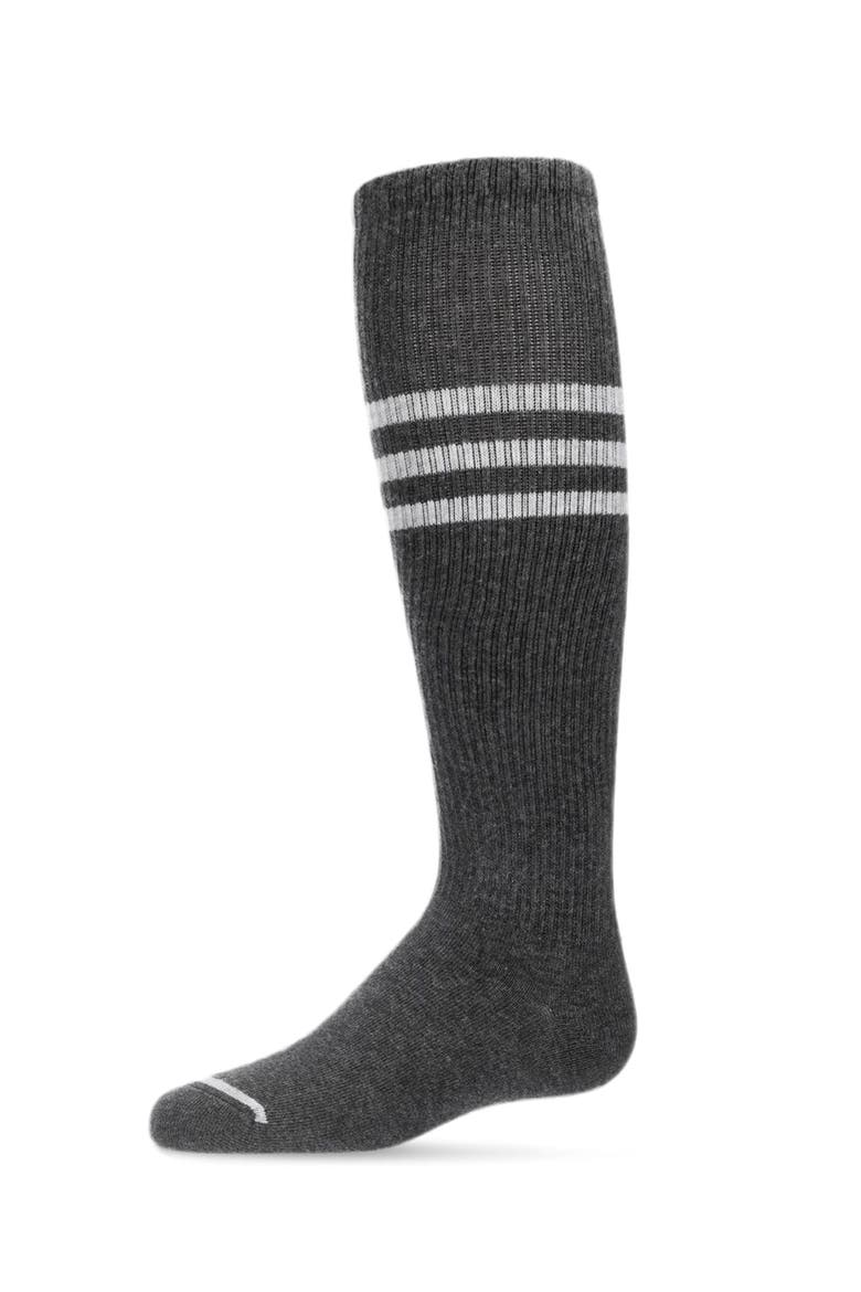 Thin Ribbed Sport Stripe Knee High Socks, Main, color, Dark Gray
