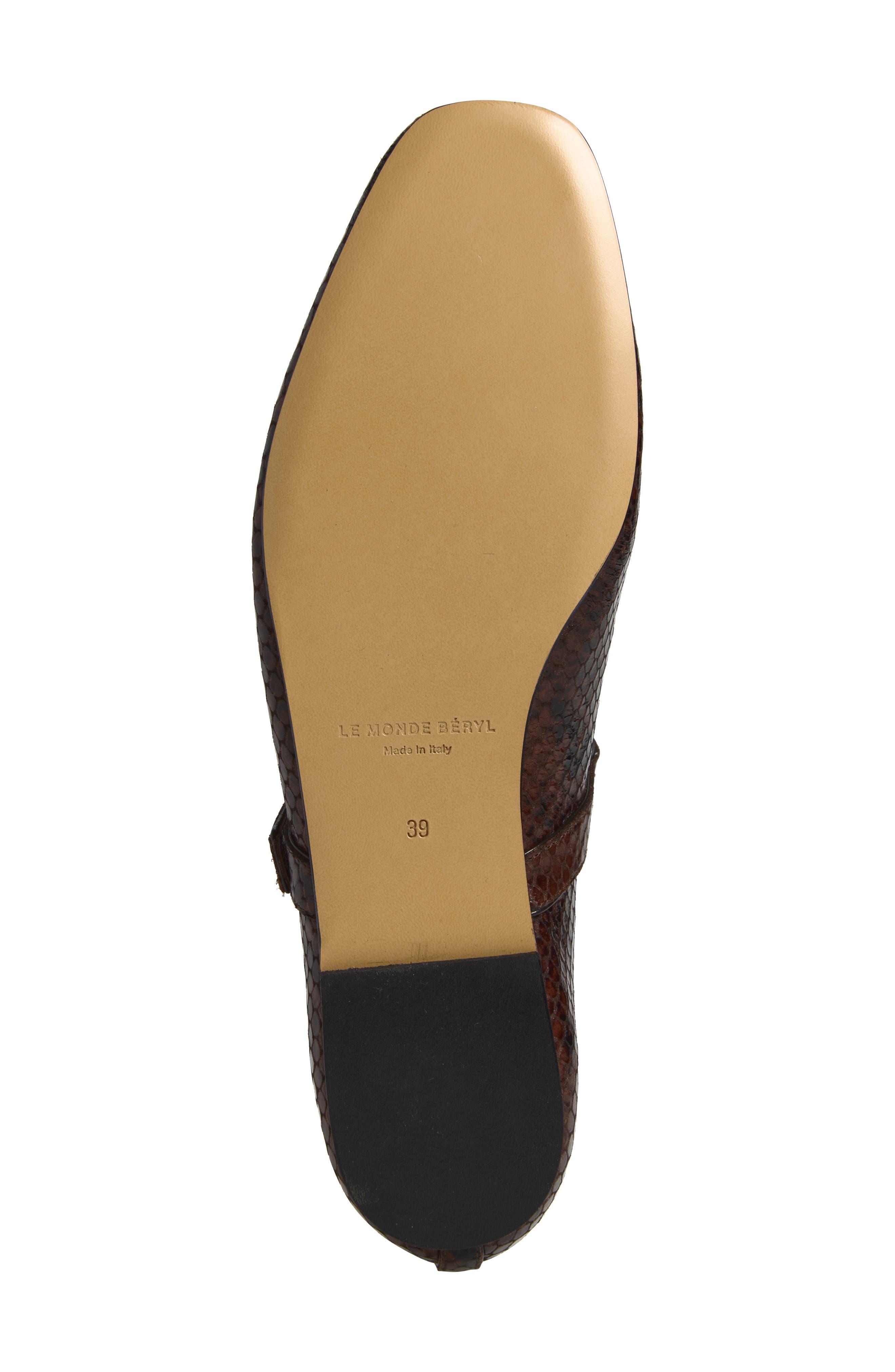 Mary Jane Snake Embossed Ballet Flat, Alternate, color, BROWN
