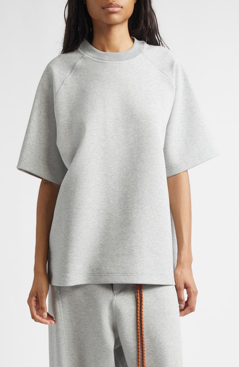 PLAN C Cotton Blend Scuba Knit Sweatshirt, Main, color, Granite Grey Melange