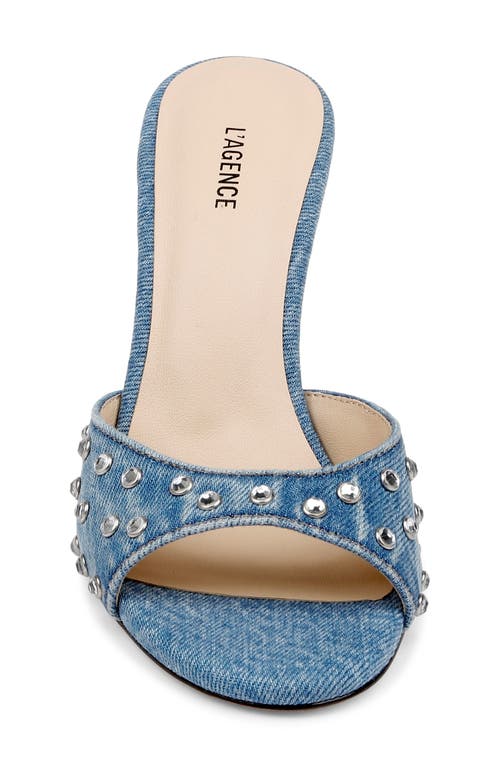 L'agence Lucienne Embellished Denim Mules Light Denim In Blue