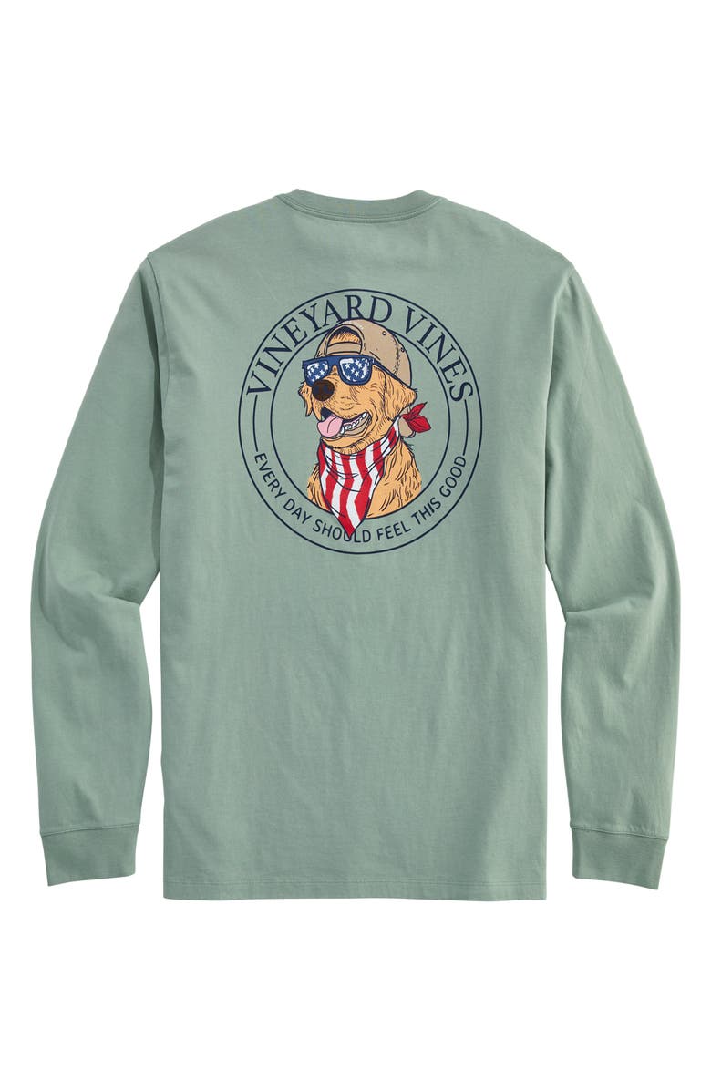 vineyard vines America Dog Graphic Long Sleeve Cotton T-Shirt, Alternate, color, Dune Grass