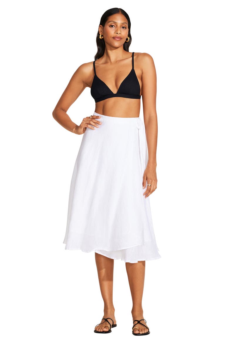 Lana Linen Cover-Up Wrap Midi Skirt, Alternate, color, WHITE ECO LINEN