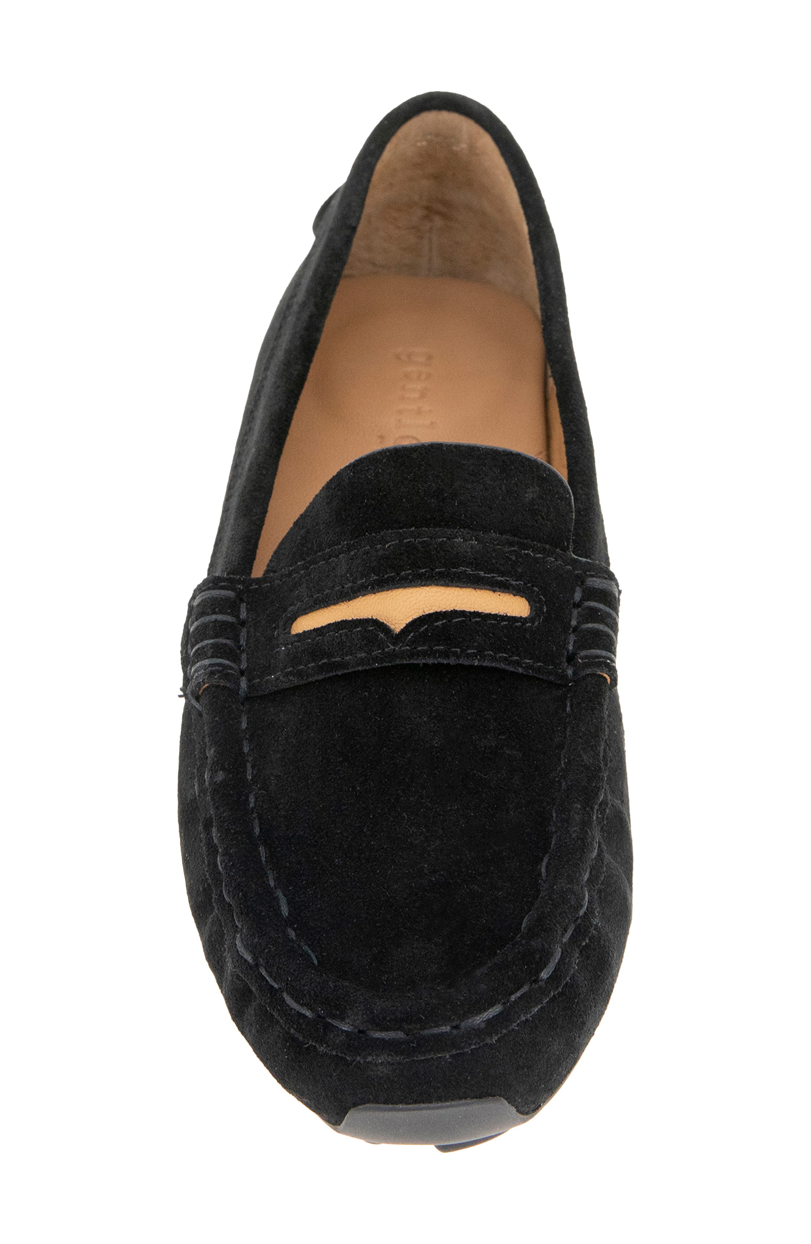 Gentle Souls Madison Moc Toe Penny Loafer, Alternate, color, Black Suede