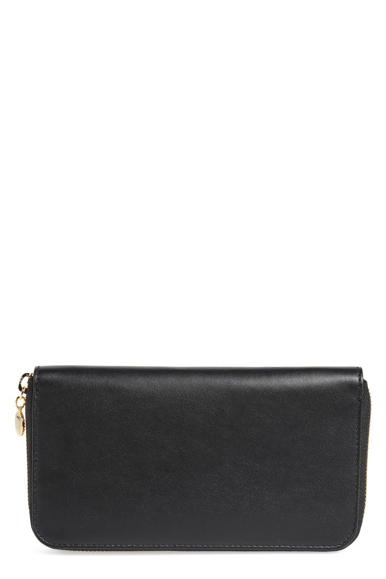 Alter Nappa Perforated Logo Faux Leather Wallet, Main, color, BLACK