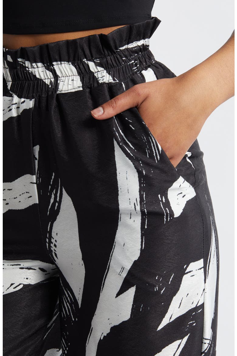 Leer Suto Print Palazzo Pants, Alternate, color, BLACK