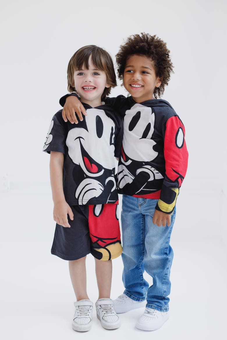 Mickey Mouse 2-Piece Hooded Tee and Shorts Set, Alternate, color, Mickey Mouse Black