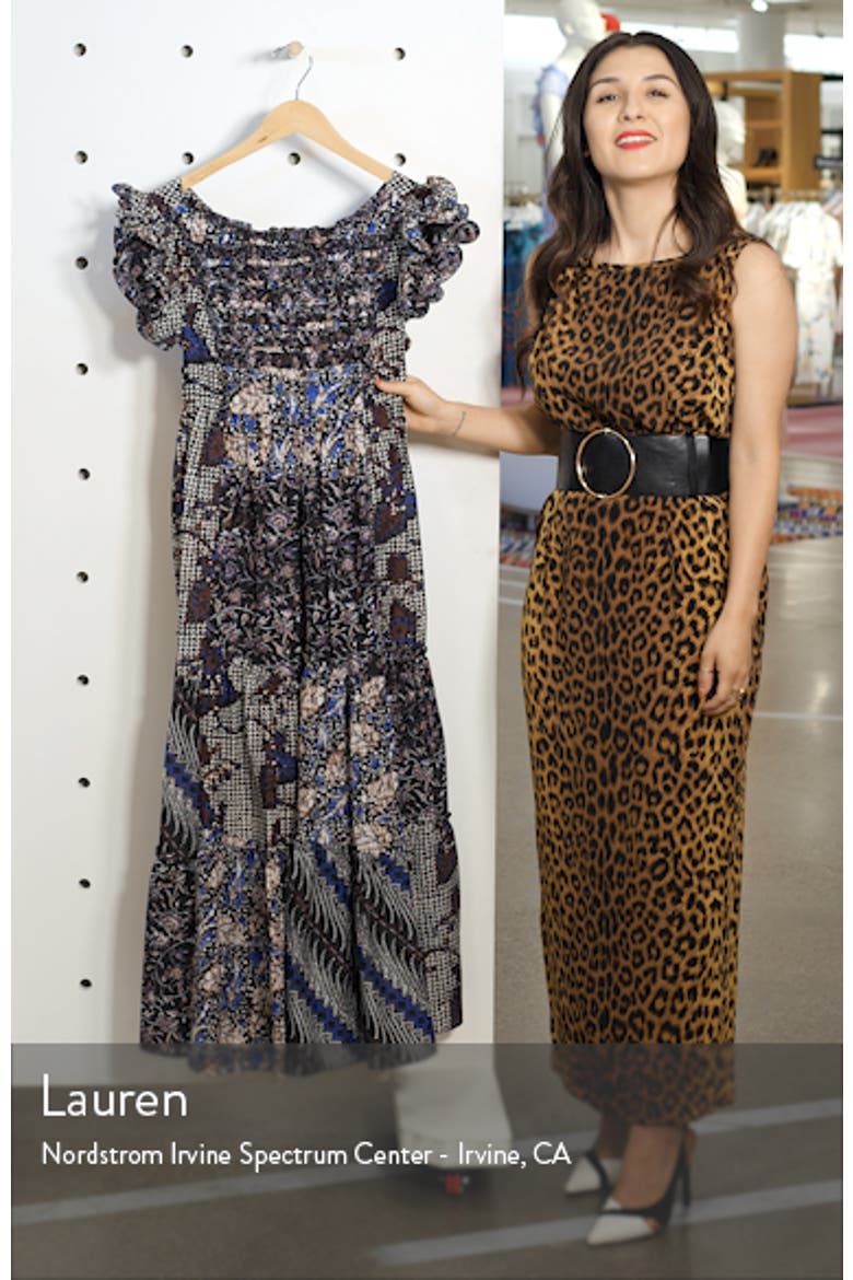 Zoya Ruffle Trim Ikat Midi Dress video