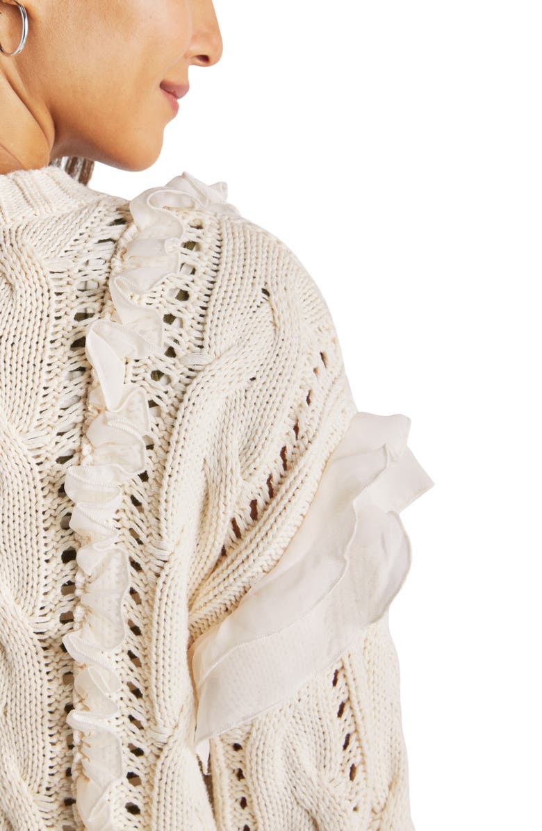 Splendid Dolly Ruffle Cotton Crop Cardigan, Alternate, color,