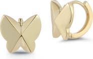 Ember Fine Jewelry 14K Gold Butterfly Huggie Hoop Earrings