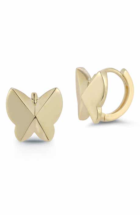 Ember Fine Jewelry 14K Gold Butterfly Huggie Hoop Earrings