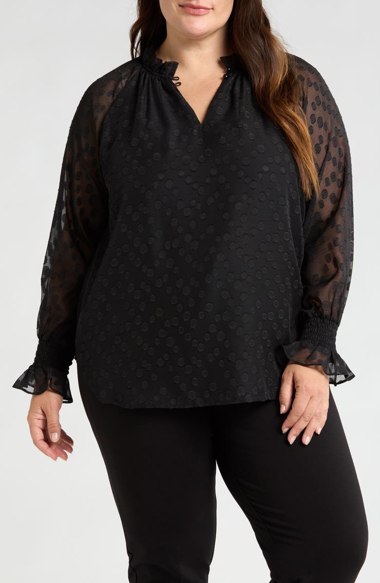 Anne Klein Ruffle Chiffon Top, Main, color,