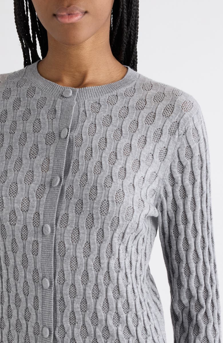 Dries Van Noten Tanguy Textured Merino Wool Cardigan, Alternate, color, Grey