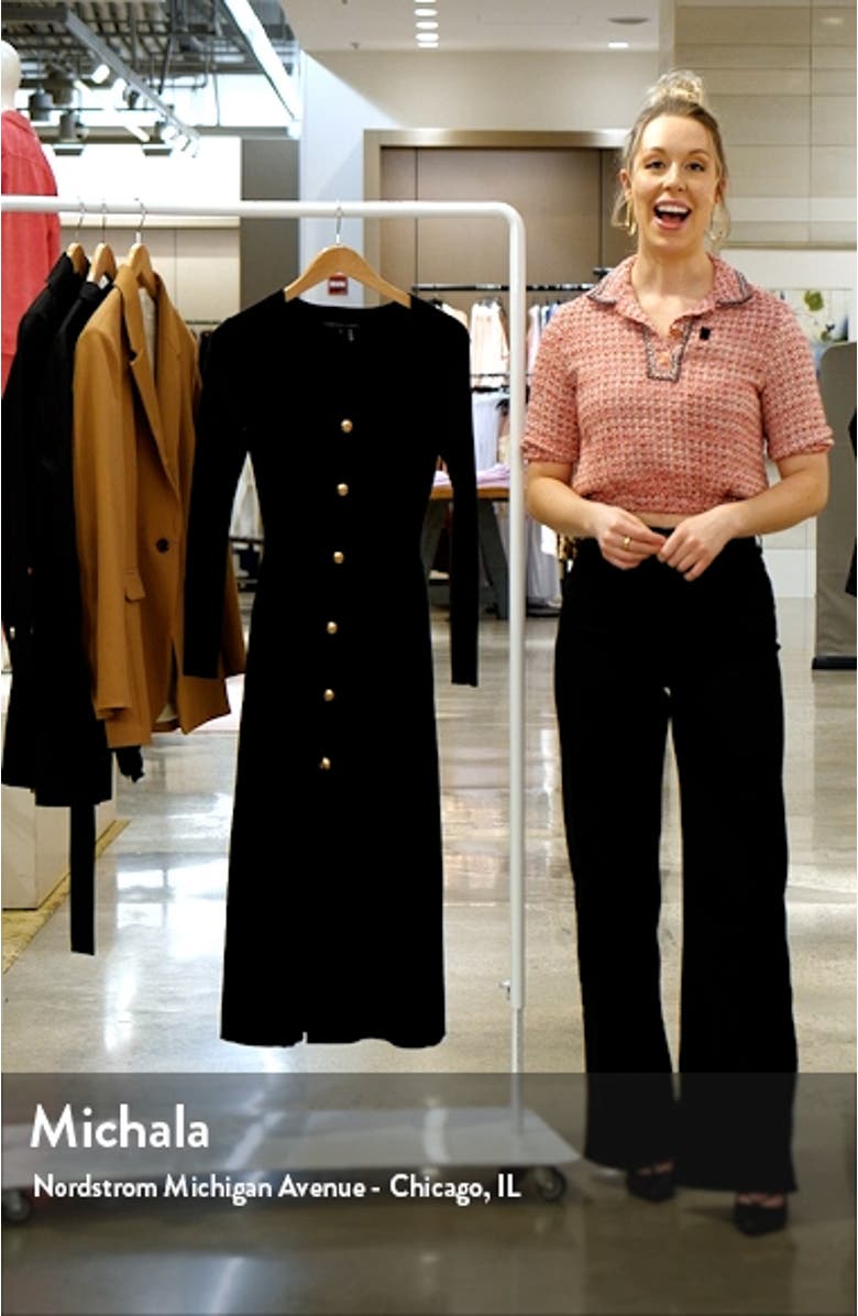 Premium Front Button Long Sleeve Rib Midi Dress, sales video thumbnail