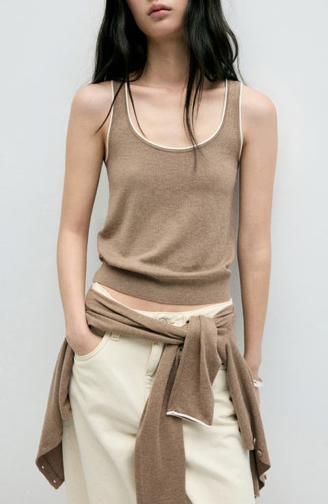 Contrast Piping Knit Top