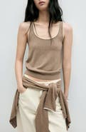 MANGO Contrast Piping Knit Top