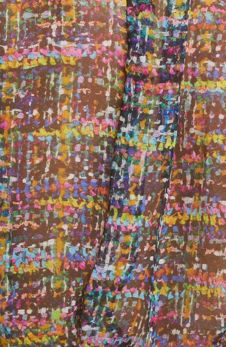 Etro Tweed Print Silk Tunic Blouse, Alternate, color,