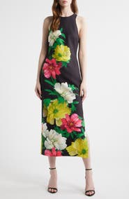 Adrianna Papell Floral Satin Gown