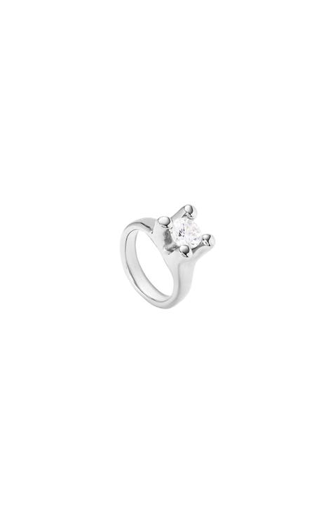 Sterling Silver-Plated Ring with White Cubic Zirconia