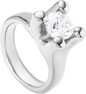 UNODE50 Sterling Silver-Plated Ring with White Cubic Zirconia