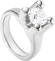UNODE50 Sterling Silver-Plated Ring with White Cubic Zirconia