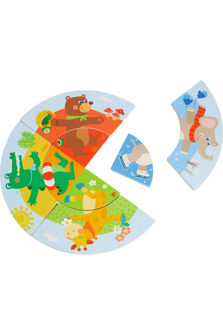 Animal Seasons 8 Piece Wooden Puzzle & Arranging Game, Main, color, Multi