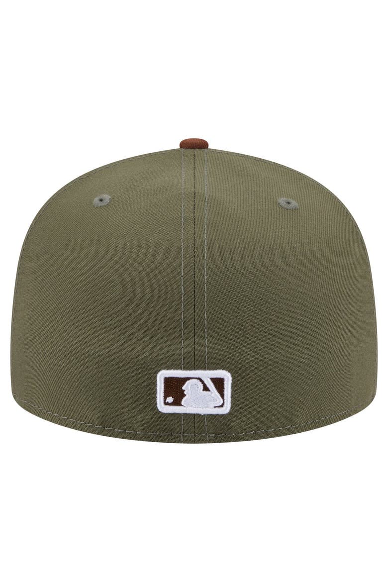 Men's New Era Olive/Brown Texas Rangers Color Pack 59FIFTY Fitted Hat, Alternate, color, Olive