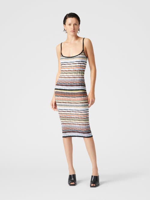Shop Missoni Striped Cotton And Viscose Ribbed Tank Top With Contrasting Trim In Blue