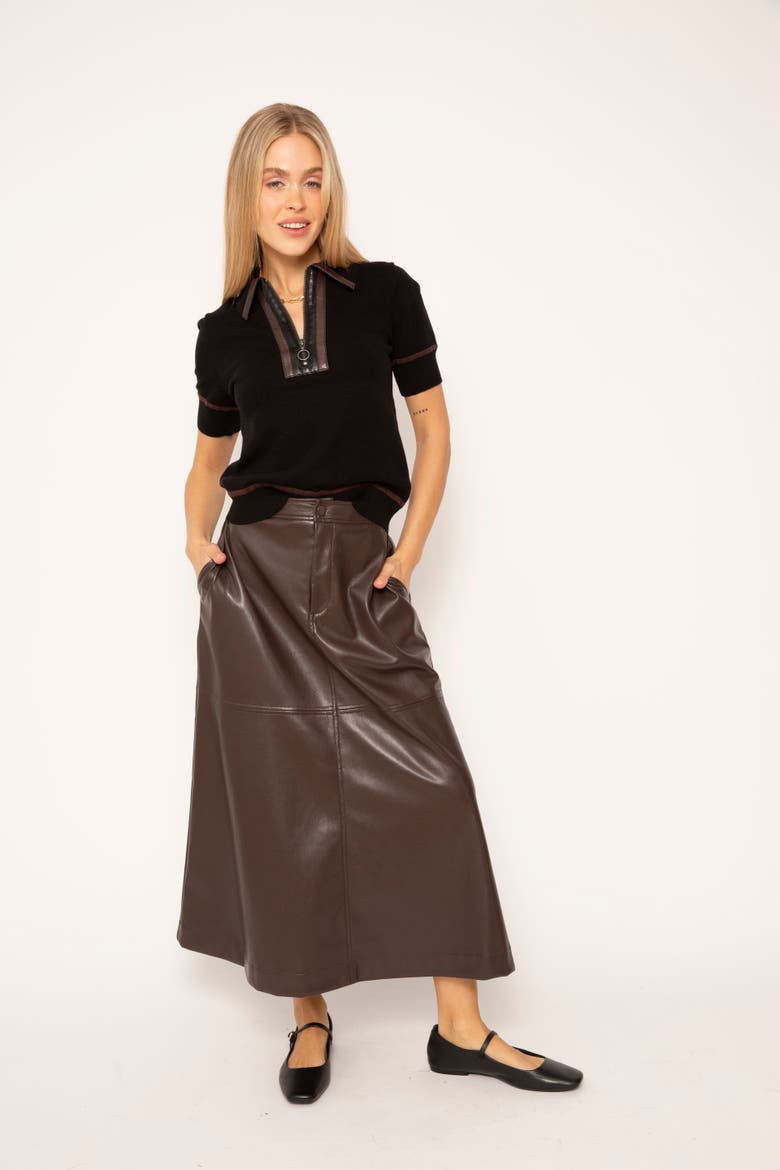 Beatrix Vegan Midi Skirt, Alternate, color, Chocolate