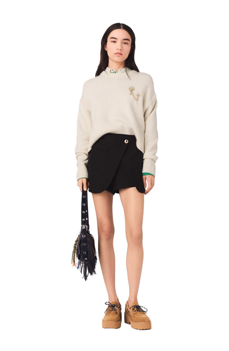 maje Layered-effect suit shorts, Main, color, Black