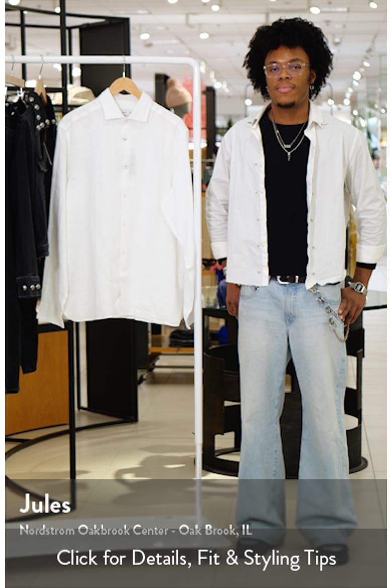 Slim Fit Linen Button-Up Shirt video