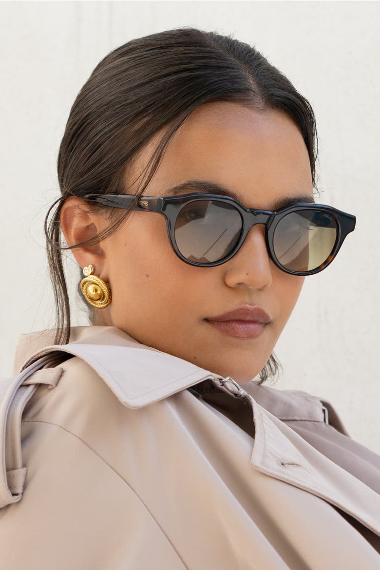 Cameron Round Sunglasses, Alternate, color, Tortoise / Gradient Green