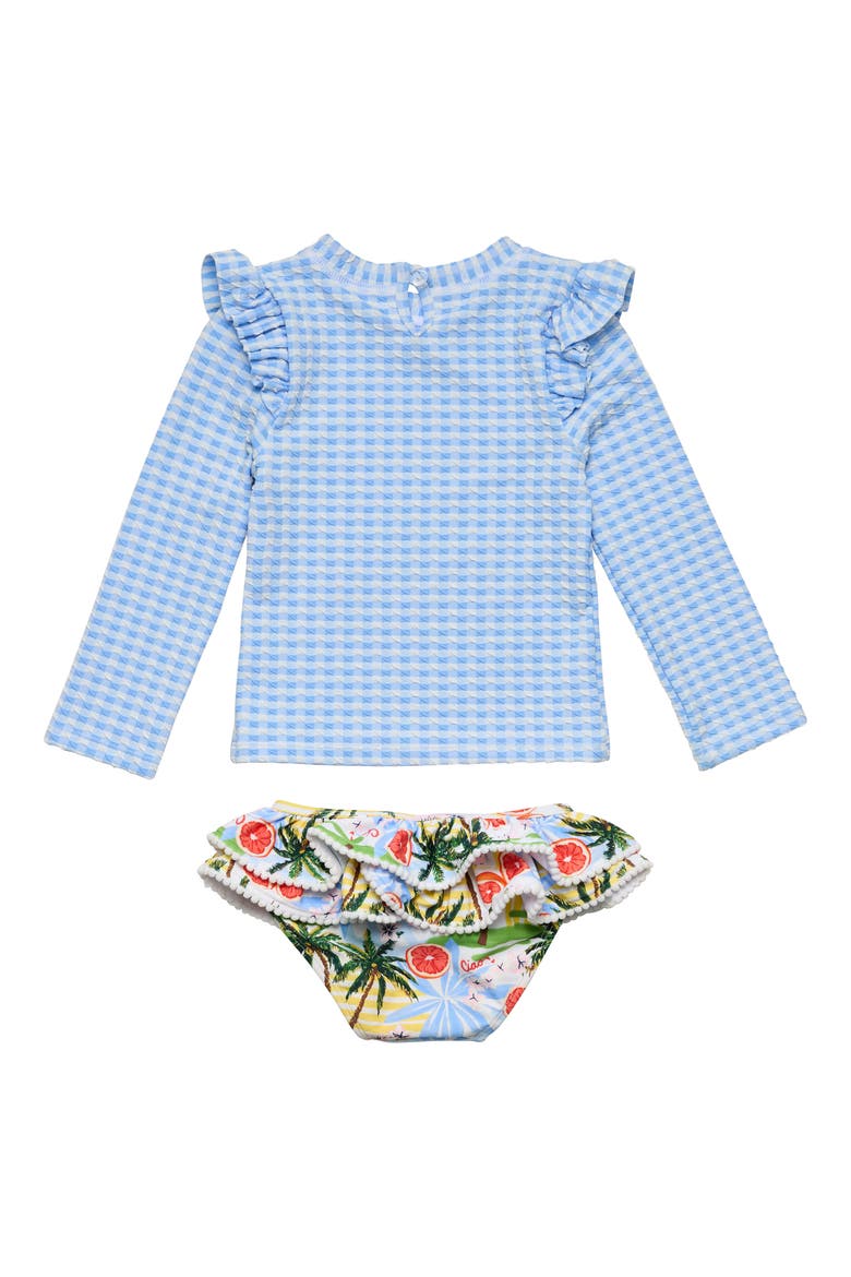Ciao Paradiso Ruffle Long Sleeve UPF 50+ Two-Piece Swimsuit, Alternate, color, BLUE