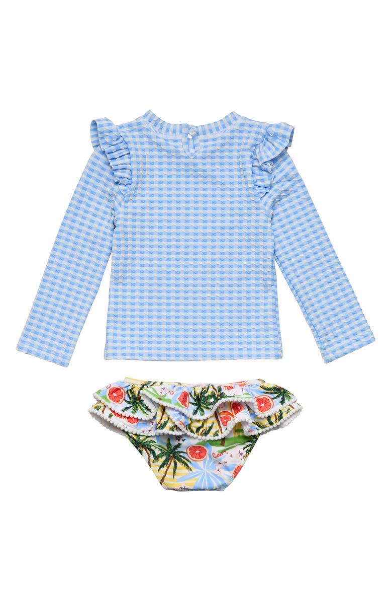 Snapper Rock Ciao Paradiso Ruffle Long Sleeve UPF 50+ Two-Piece Swimsuit, Alternate, color, Blue