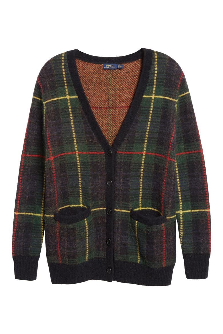 Tartan Wool Blend Cardigan, Alternate, color, MULTI