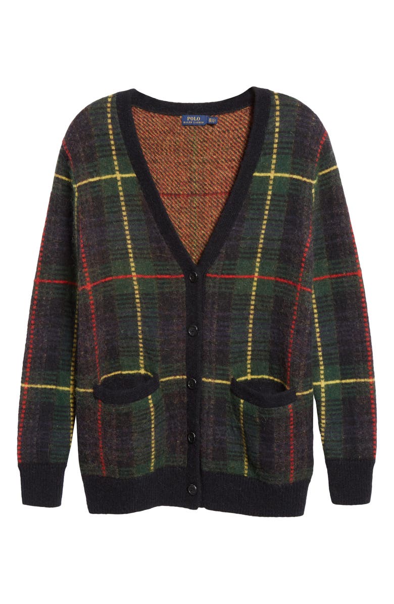 Polo Ralph Lauren Tartan Wool Blend Cardigan, Alternate, color, 